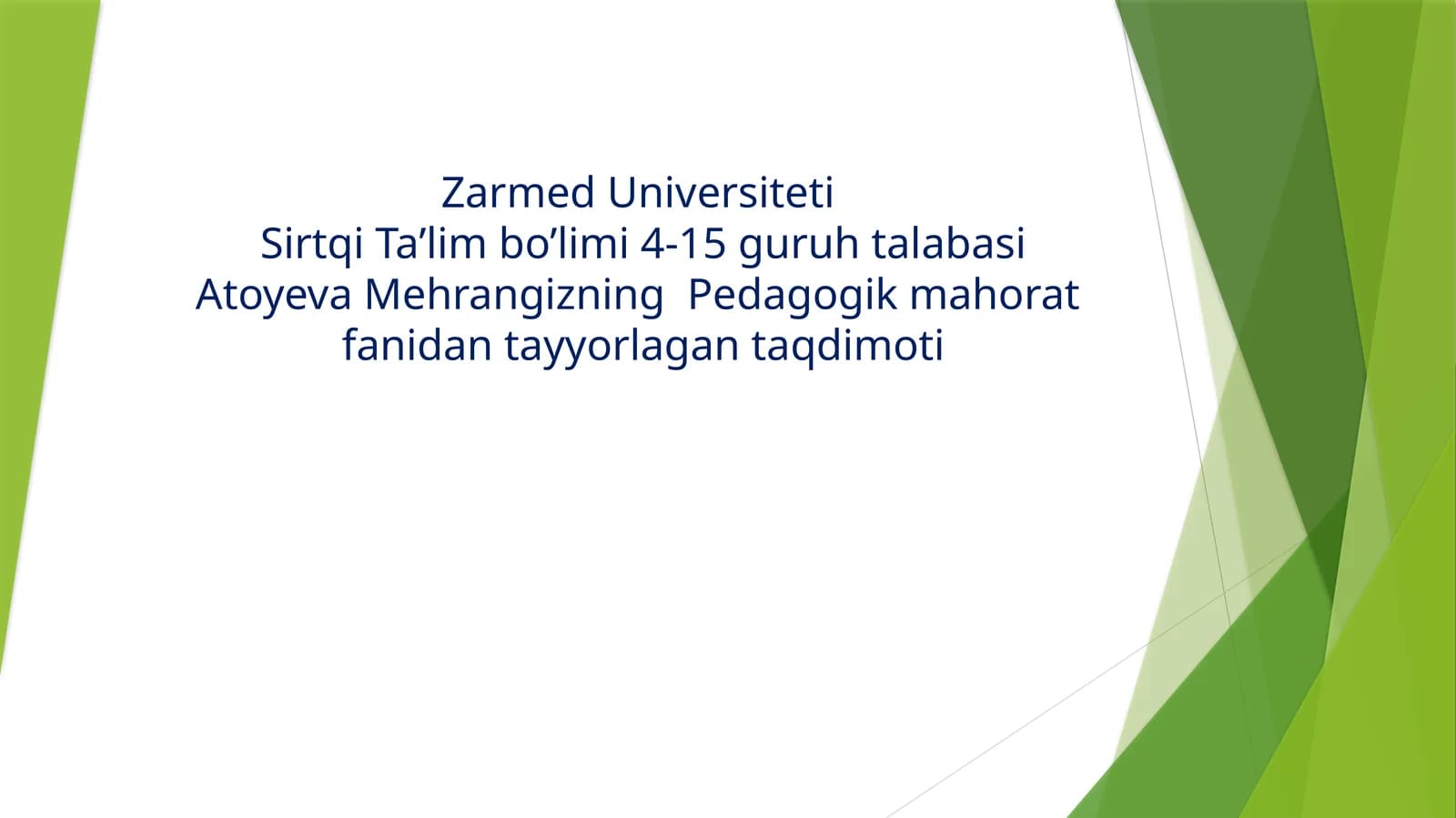 Pedagogik mahorat fanidan tayyorlagan taqdimoti