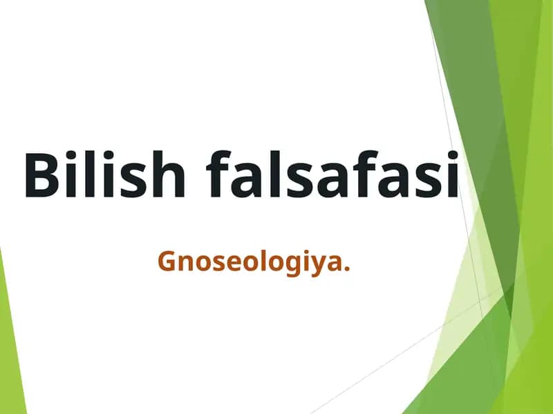 Bilish falsafasiGnoseologiya