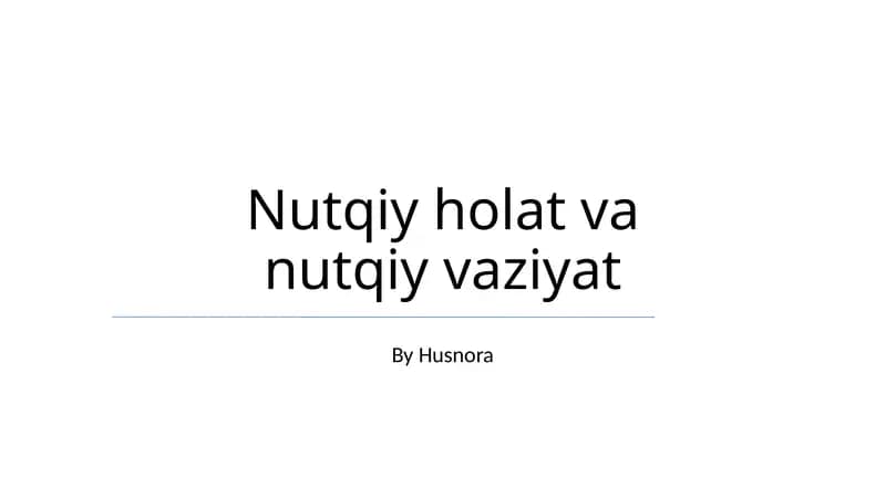 Nutqiy holat va nutqiy vaziyat