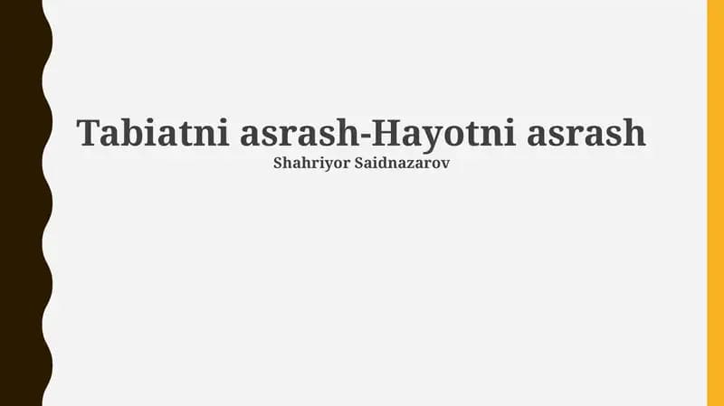 Tabiatni asrash-Hayotni asrash
