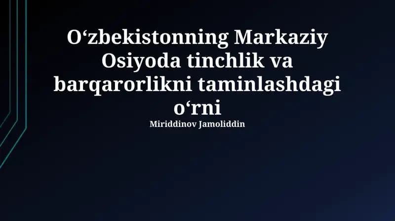 Transchegaraviy tahdidlarga qarshi kurashda Oʻzbekistonning roli