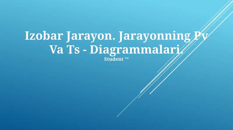 Izobar Jarayon. Jarayonning Pv Va Ts - Diagrammalari