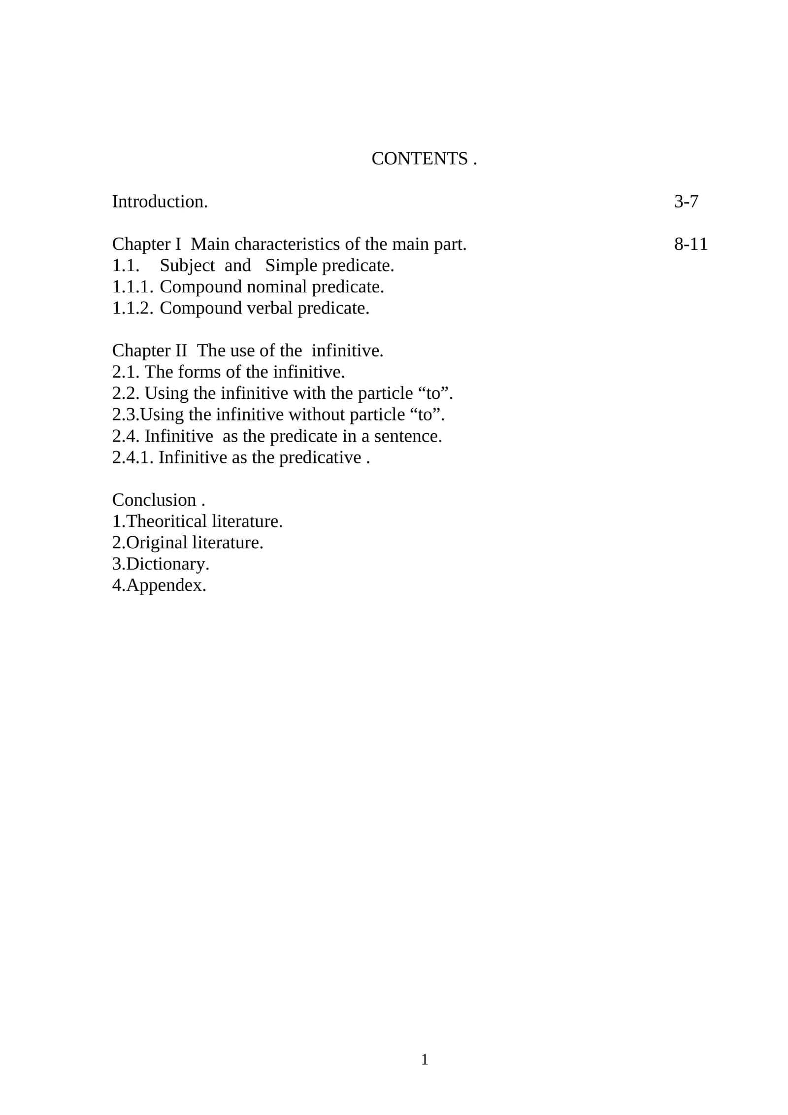 The use of the infinitive