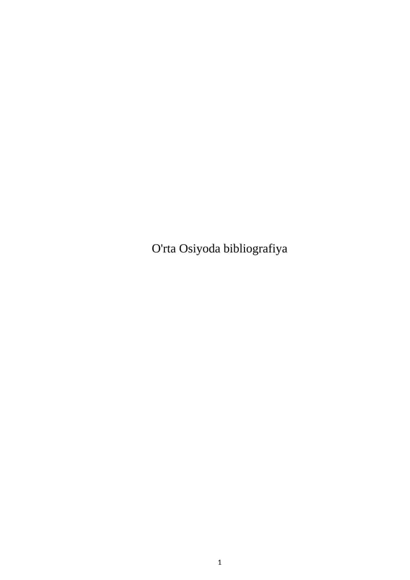 O'rta Osiyoda bibliografiya
