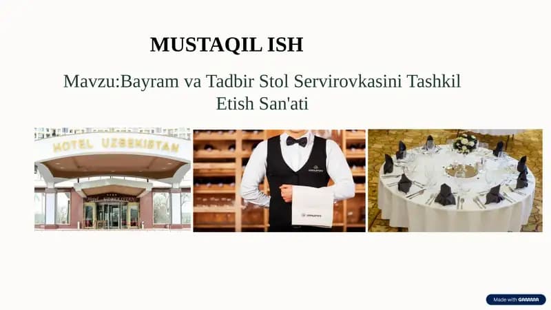 Bayram va Tadbir Stol Servirovkasini Tashkil Etish San'ati