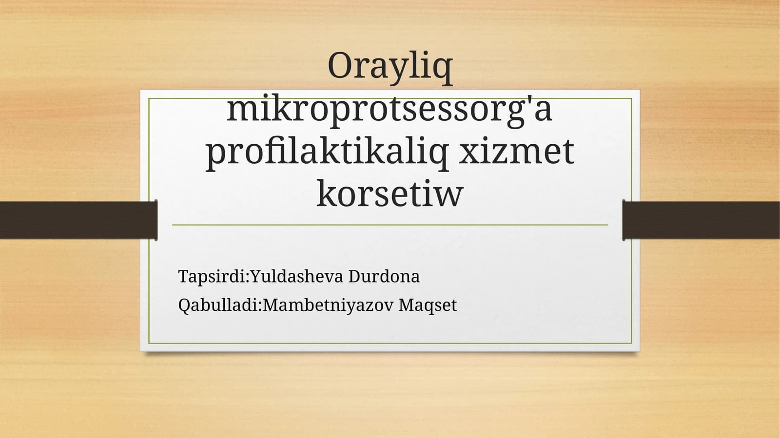 Orayliq mikroprotsessorǵa profilaktikaliq xizmet korsetiw