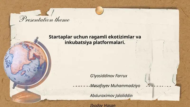 Startaplar uchun ragamli ekotizimlar va inkubatsiya platformalari