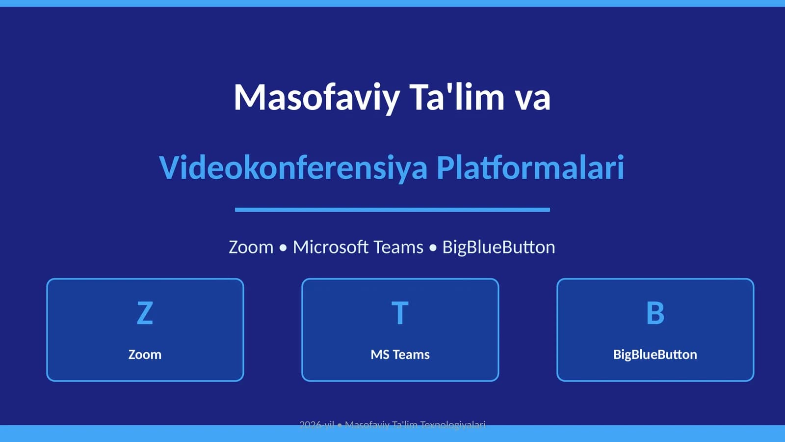 Masofaviy Ta'lim va Videokonferensiya Platformalari