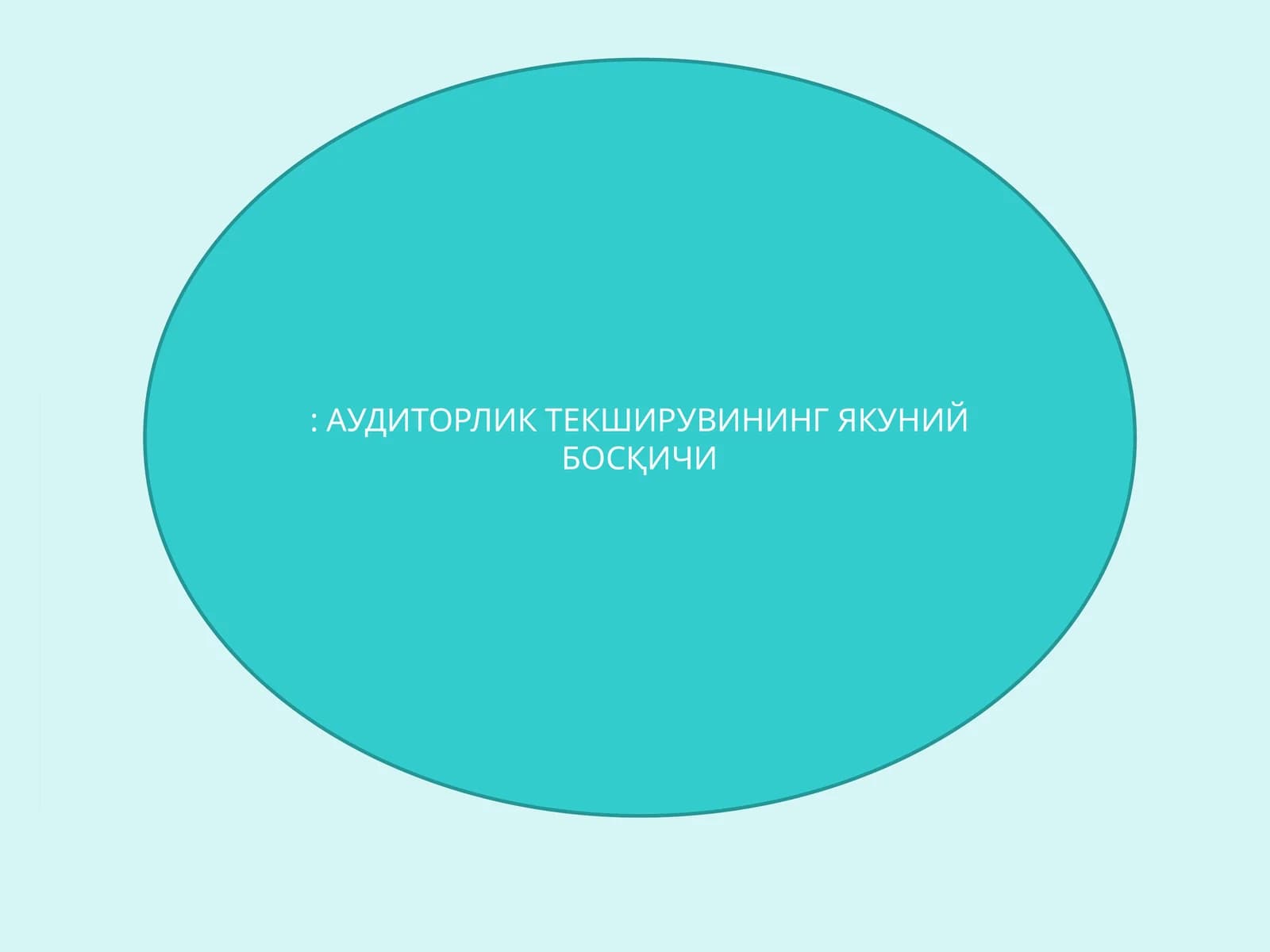 АУДИТОРЛИК ТЕКШИРУВИНИНГ ЯКУНИЙ БОСҚИЧИ