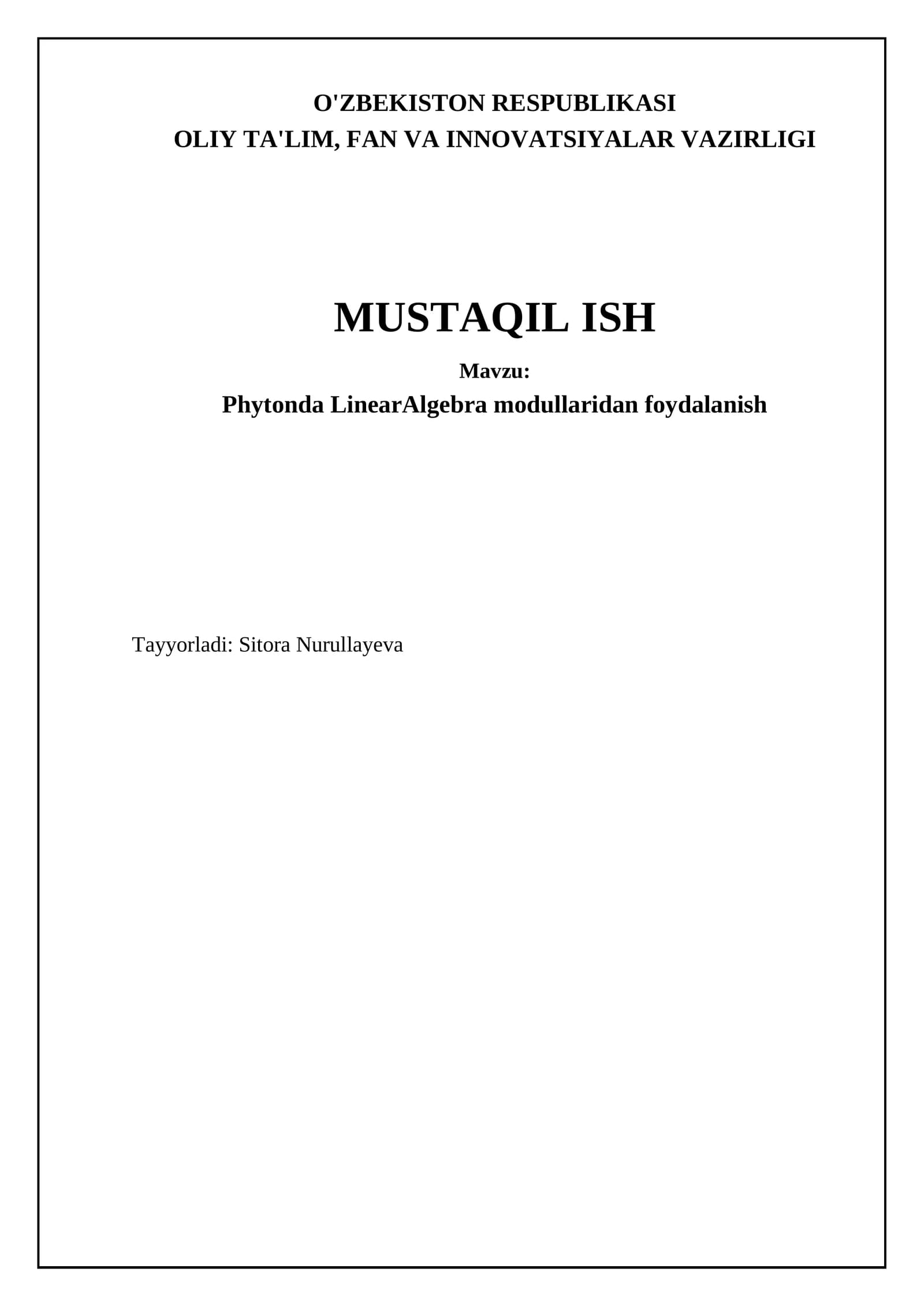 Phytonda LinearAlgebra modullaridan foydalanish