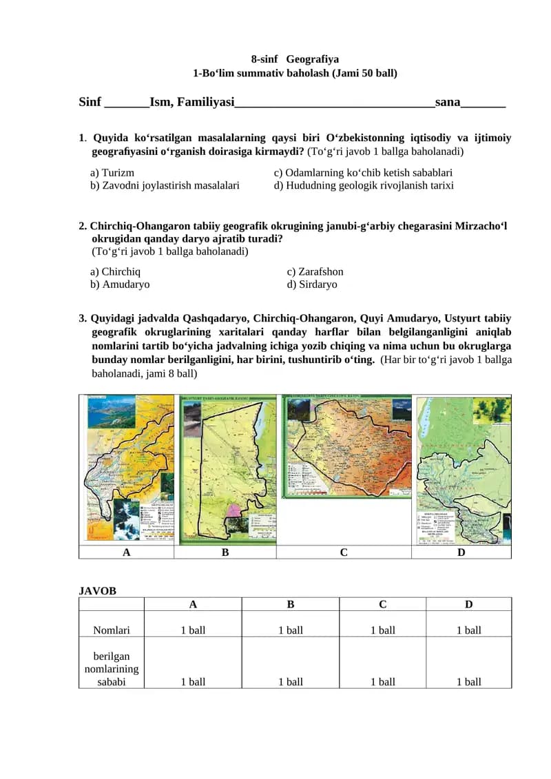8-sinf Geografiya