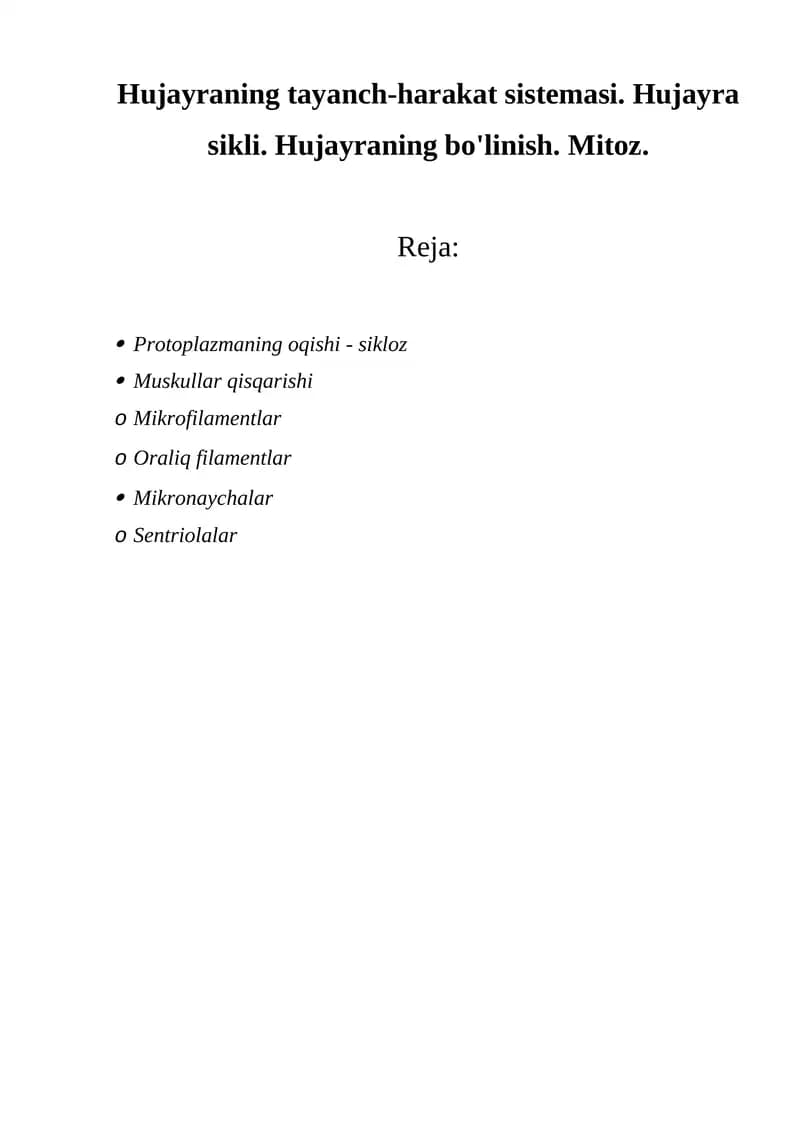 Hujayraning tayanch-harakat sistemasi
