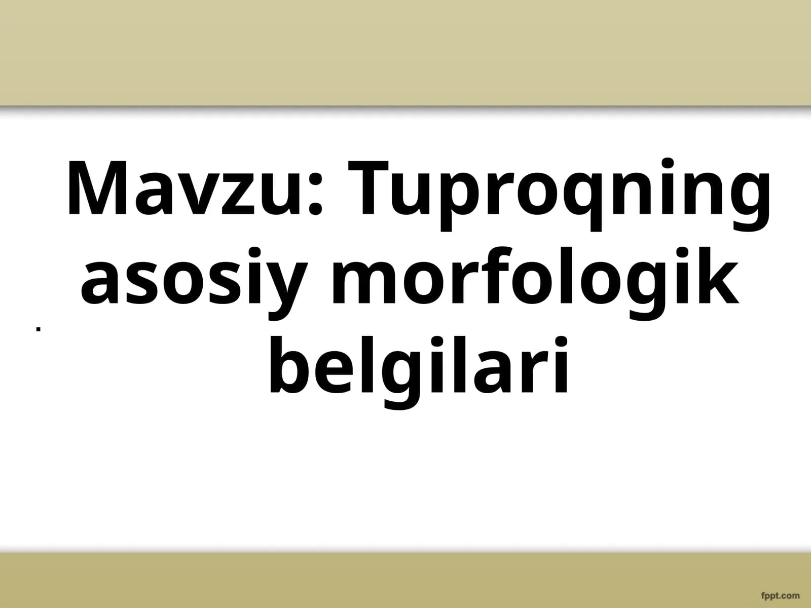 Tuproqning asosiy morfologik belgilari
