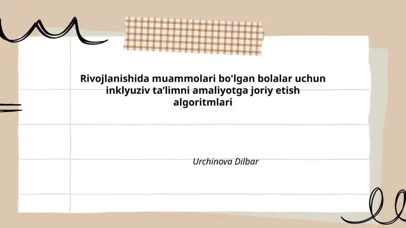 Inklyuziv ta’limni amaliyotga joriy etish algoritmlari