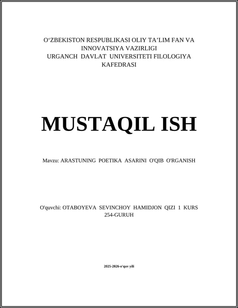Arastuning Poetikasi