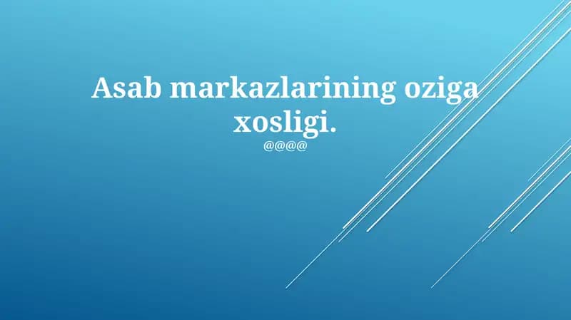 Asab markazlarining oziga xosligi