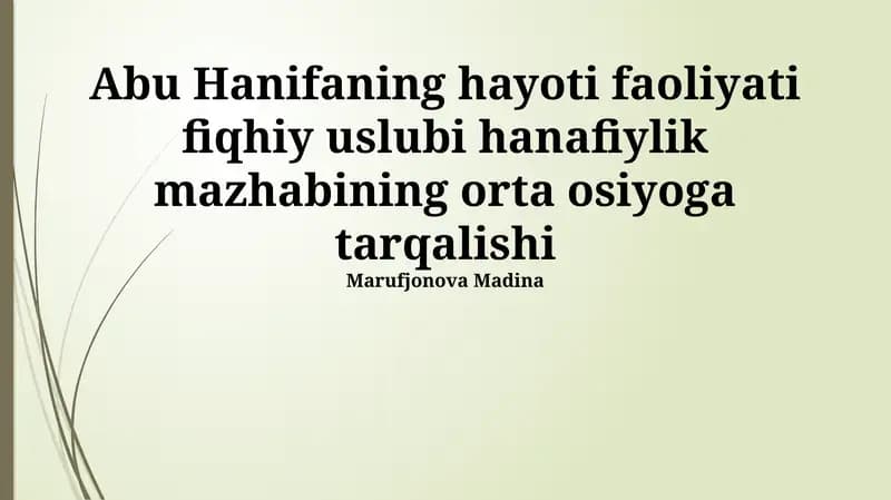 Hanafiy Mazhabining Tarqalishi
