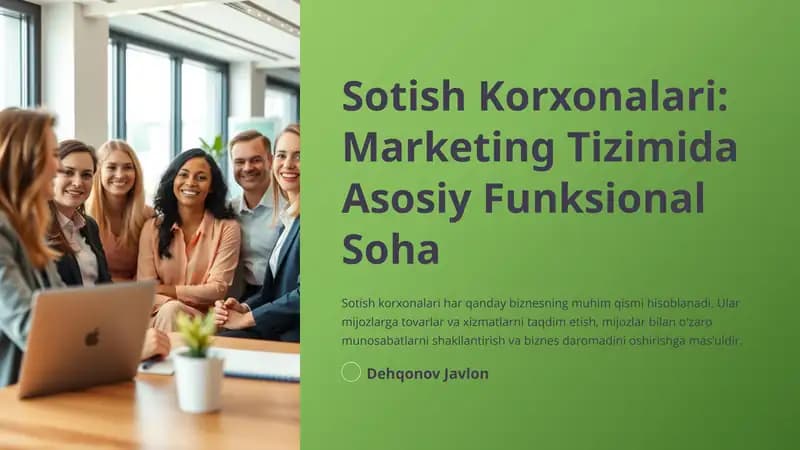 Sotish Korxonalari: Marketing Tizimida Asosiy Funksional Soha