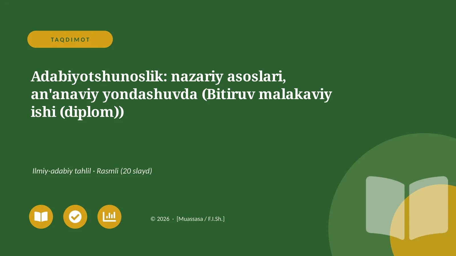 Adabiyotshunoslik: nazariy asoslari, an'anaviy yondashuvda (Bitiruv malakaviy ishi (diplom))