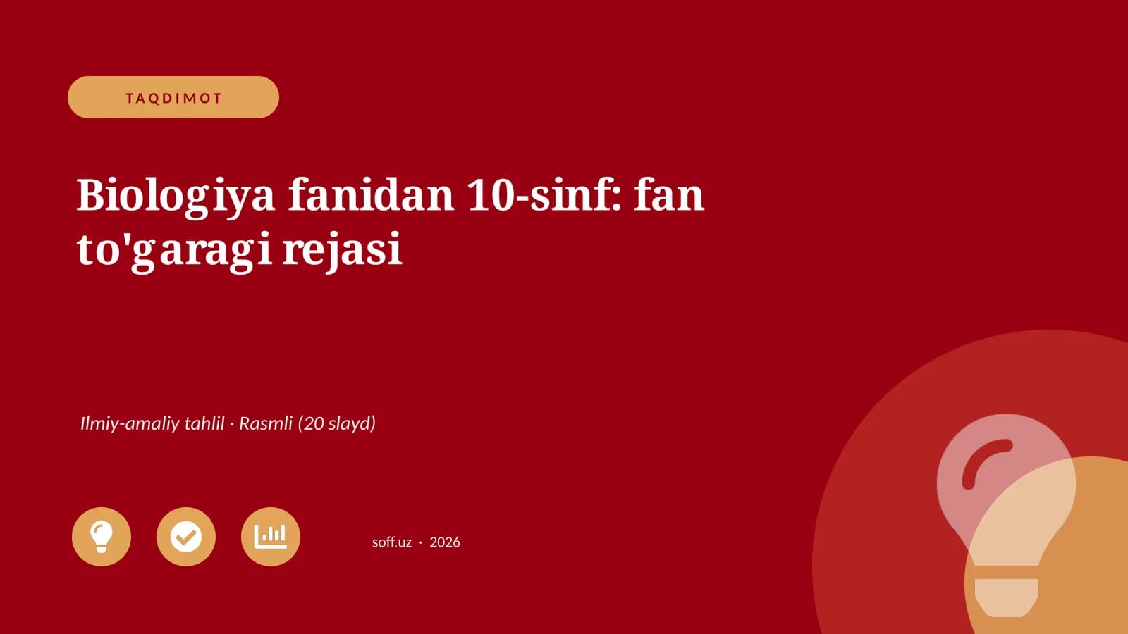 Biologiya fanidan 10-sinf: fan to'garagi rejasi