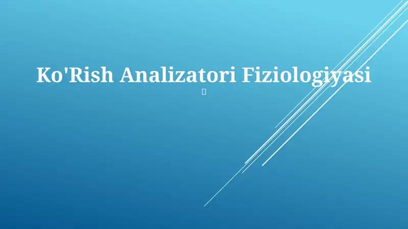 Ko'Rish Analizatori Fiziologiyasi