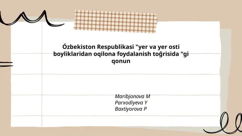 Ózbekiston Respublikasi "yer va yer osti boyliklaridan oqilona foydalanish toĝrisida "gi qonun