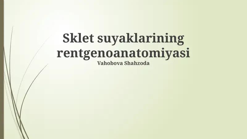 Sklet suyaklarining rentgenoanatomiyasi