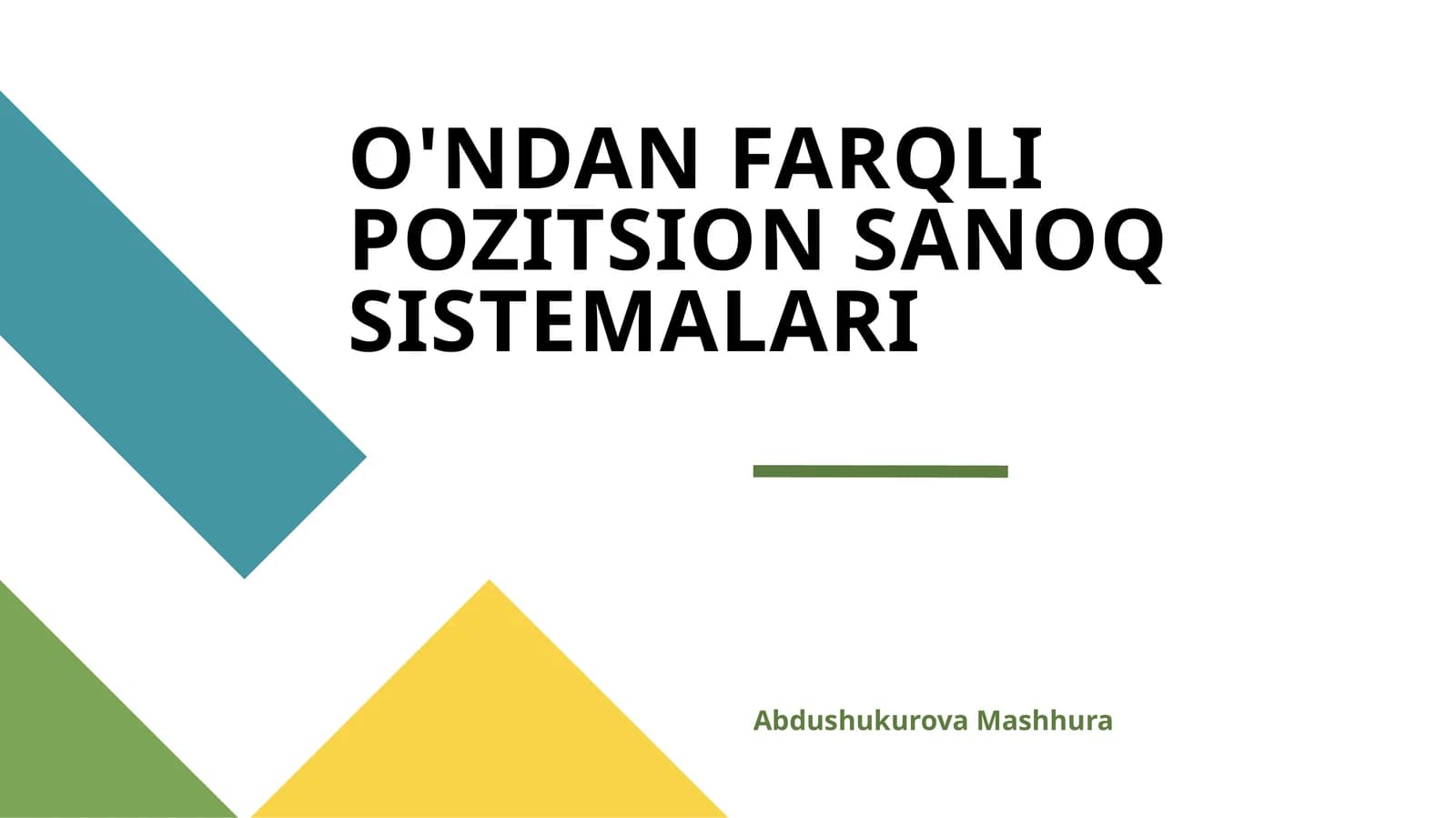 O'NDAN FARQLI POZITSION SANOQ SISTEMALARI