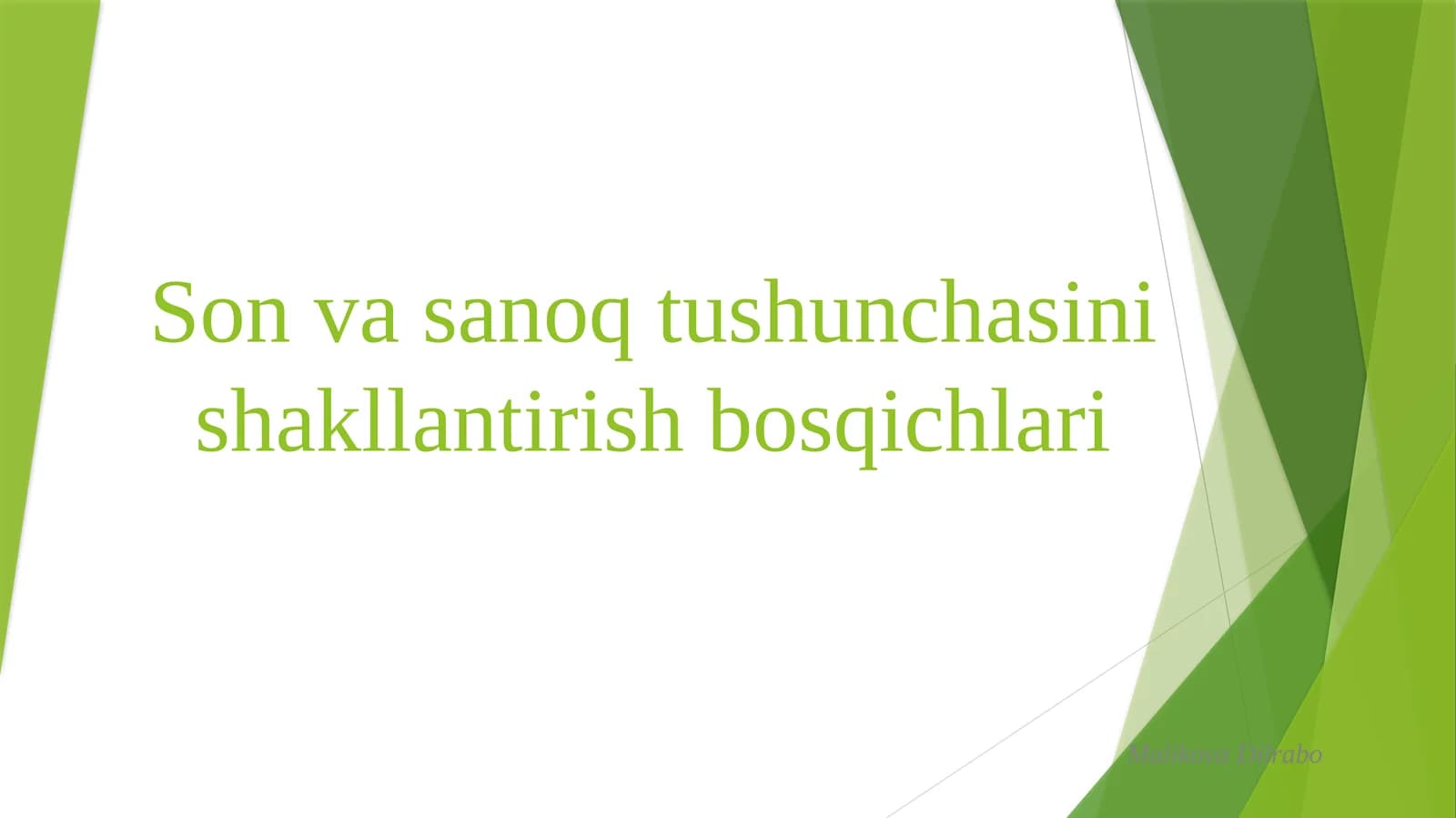 Son va sanoq tushunchasini shakllantirish bosqichlari