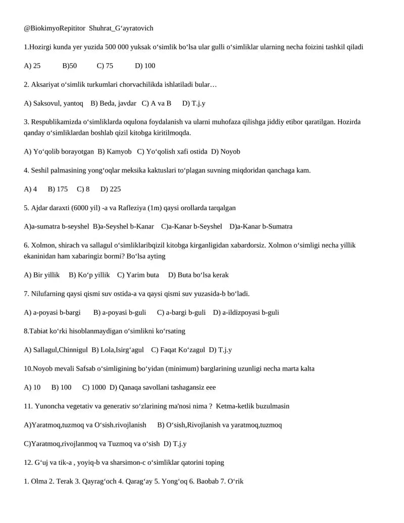 Biokimyo Repititor Shuhrat_G‘ayratovich