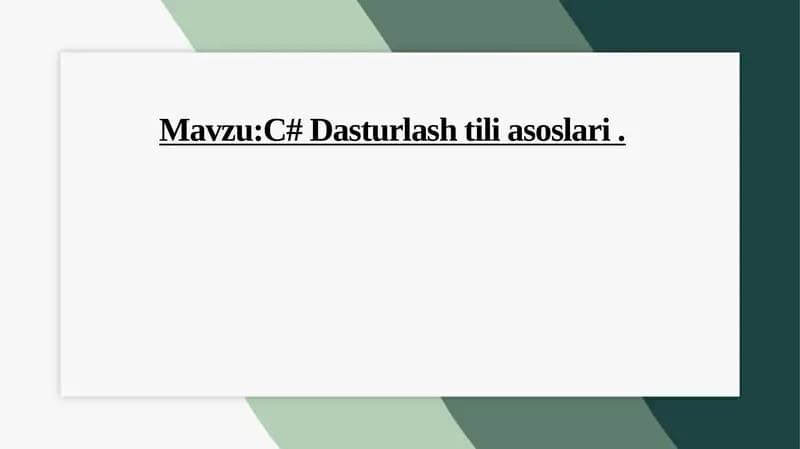 C# Dasturlashtiliasoslari