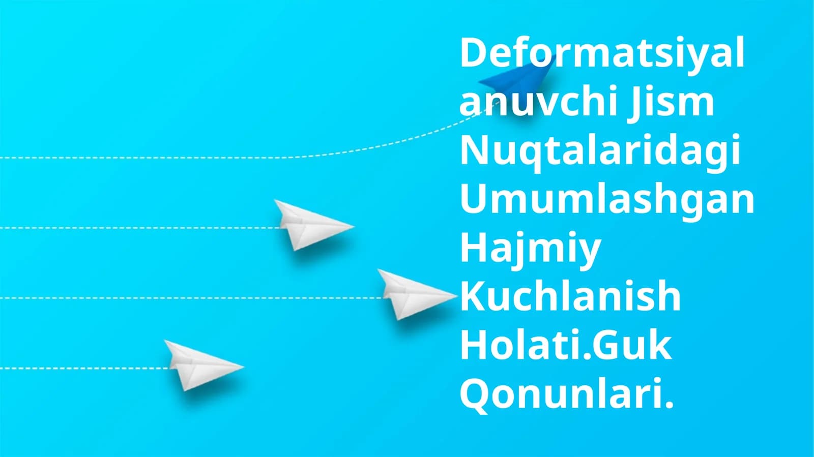 Deformatsiyalanuvchi Jism Nuqtalaridagi Umumlashgan Hajmiy Kuchlanish Holati.Guk Qonunlari