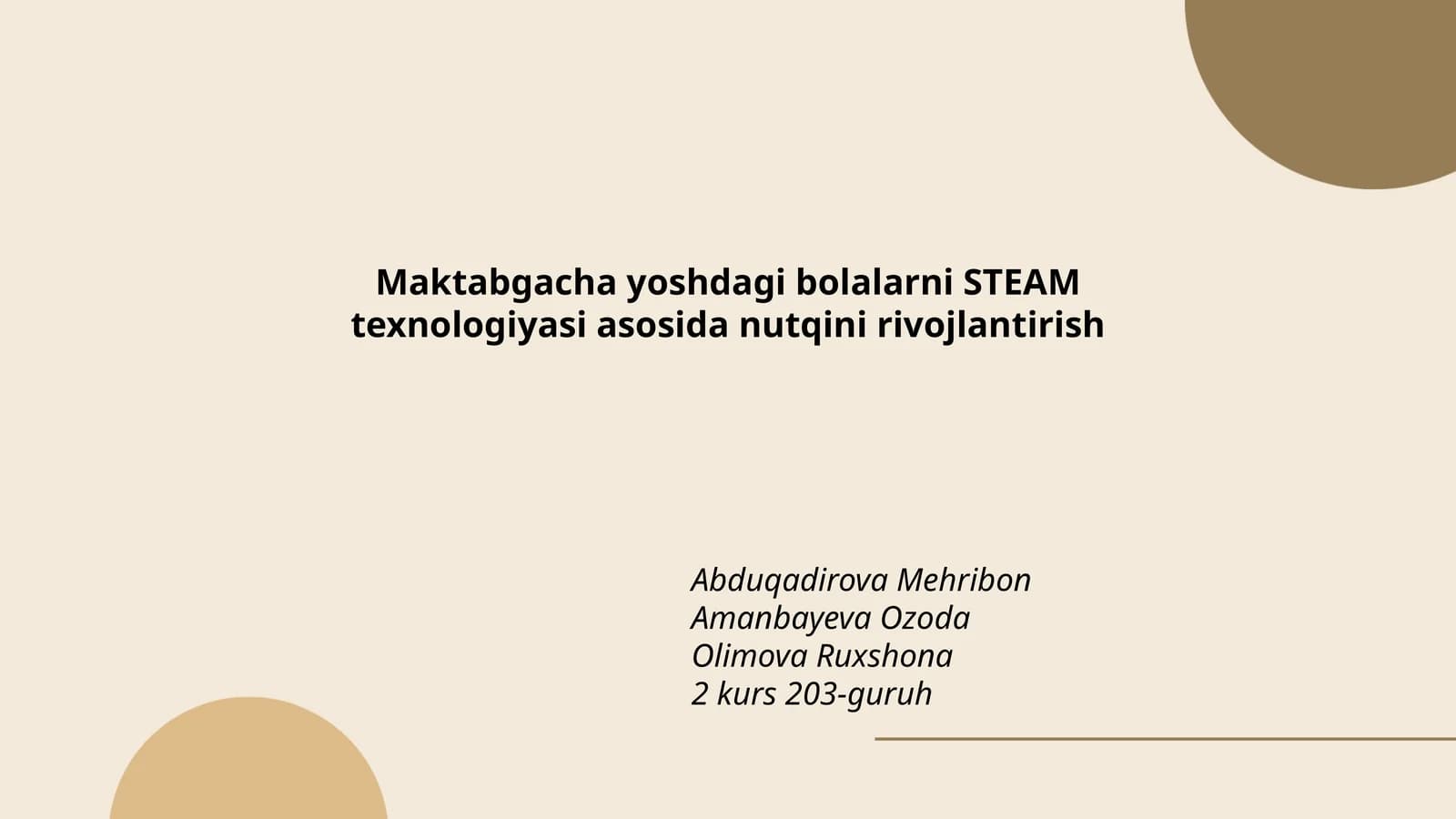Maktabgacha yoshdagi bolalarni STEAM texnologiyasi asosida nutqini rivojlantirish