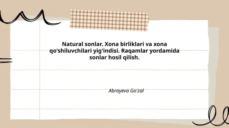 Tabiiy sonlar: tushuncha va misollar