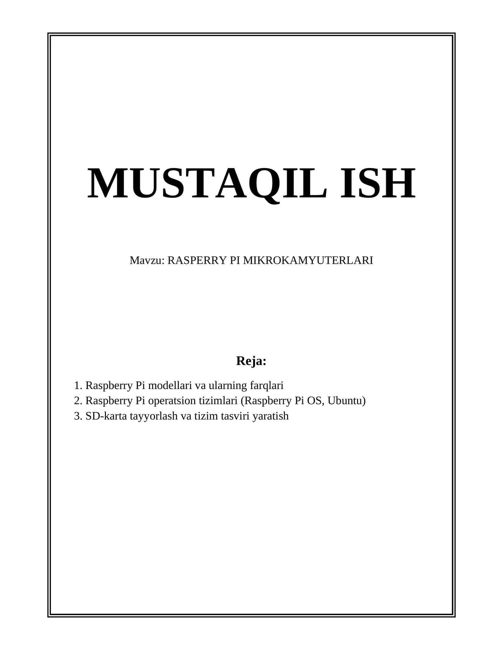 RASPERRY PI MIKROKAMYUTERLARI