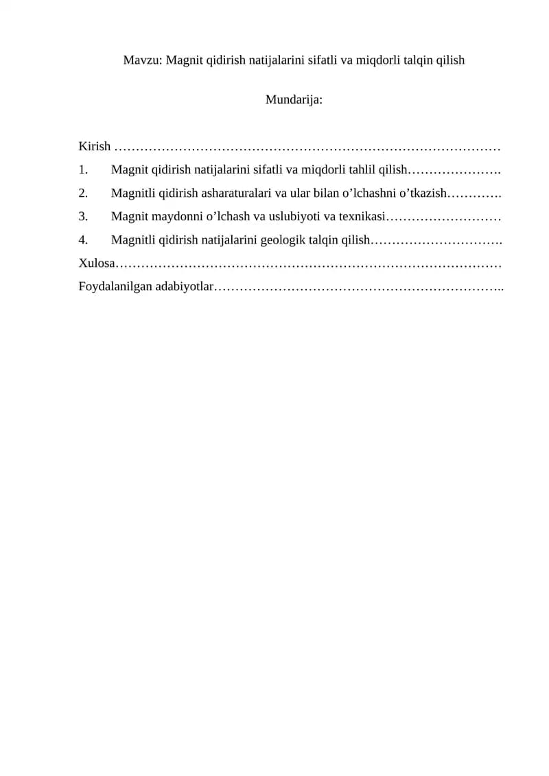 Magnit qidirish natijalarini sifatli va miqdorli talqin qilish
