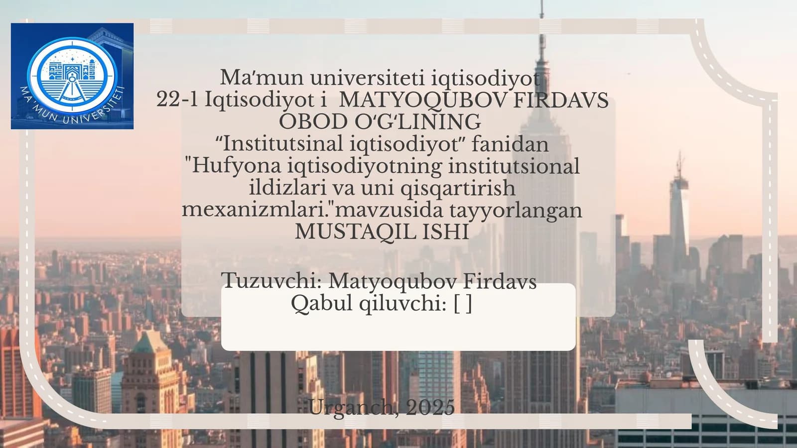 Hufyona iqtisodiyotning institutsional ildizlari va uni qisqartirish mexanizmlari