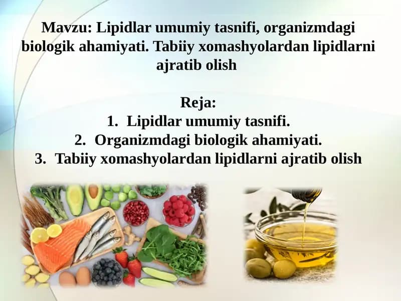 Lipidlar umumiy tasnifi