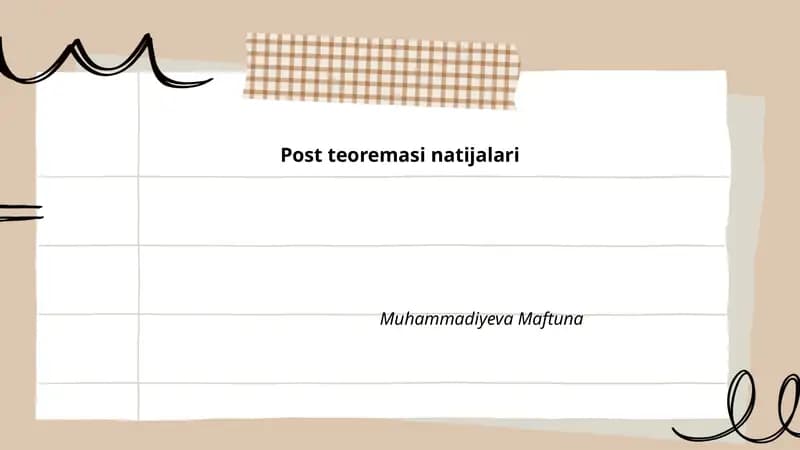 Post teoremasi natijalari