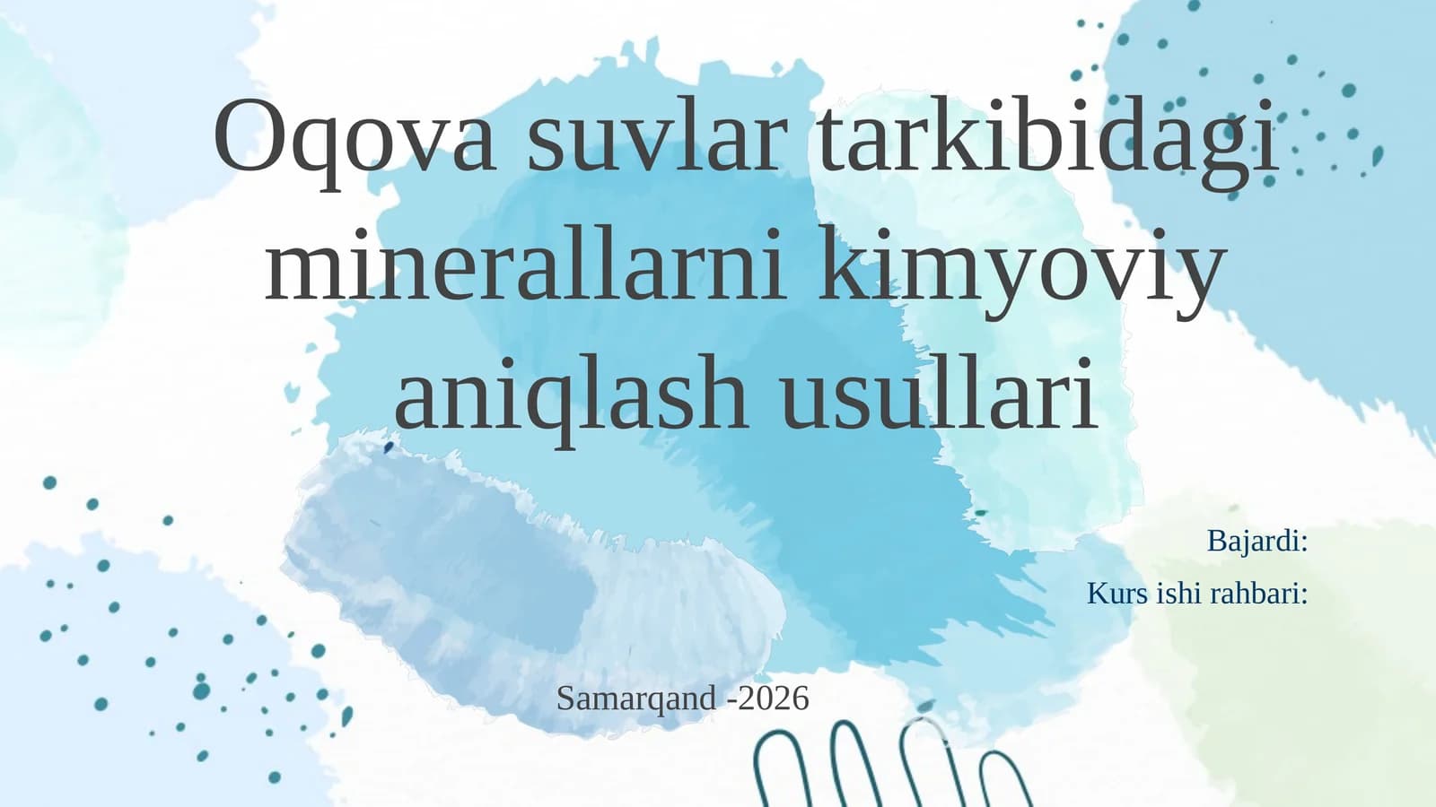 Oqovasuvların mineral moddalarini kimyoviy aniqlash usullari