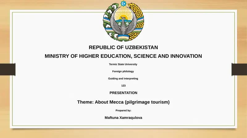 Presentation About Mecca (pilgrimage tourism)