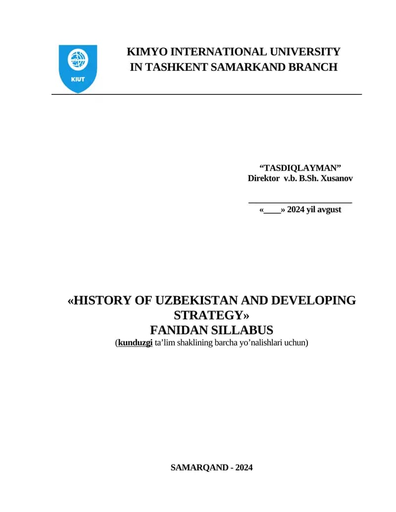 HISTORY OF UZBEKISTAN AND DEVELOPING STRATEGY