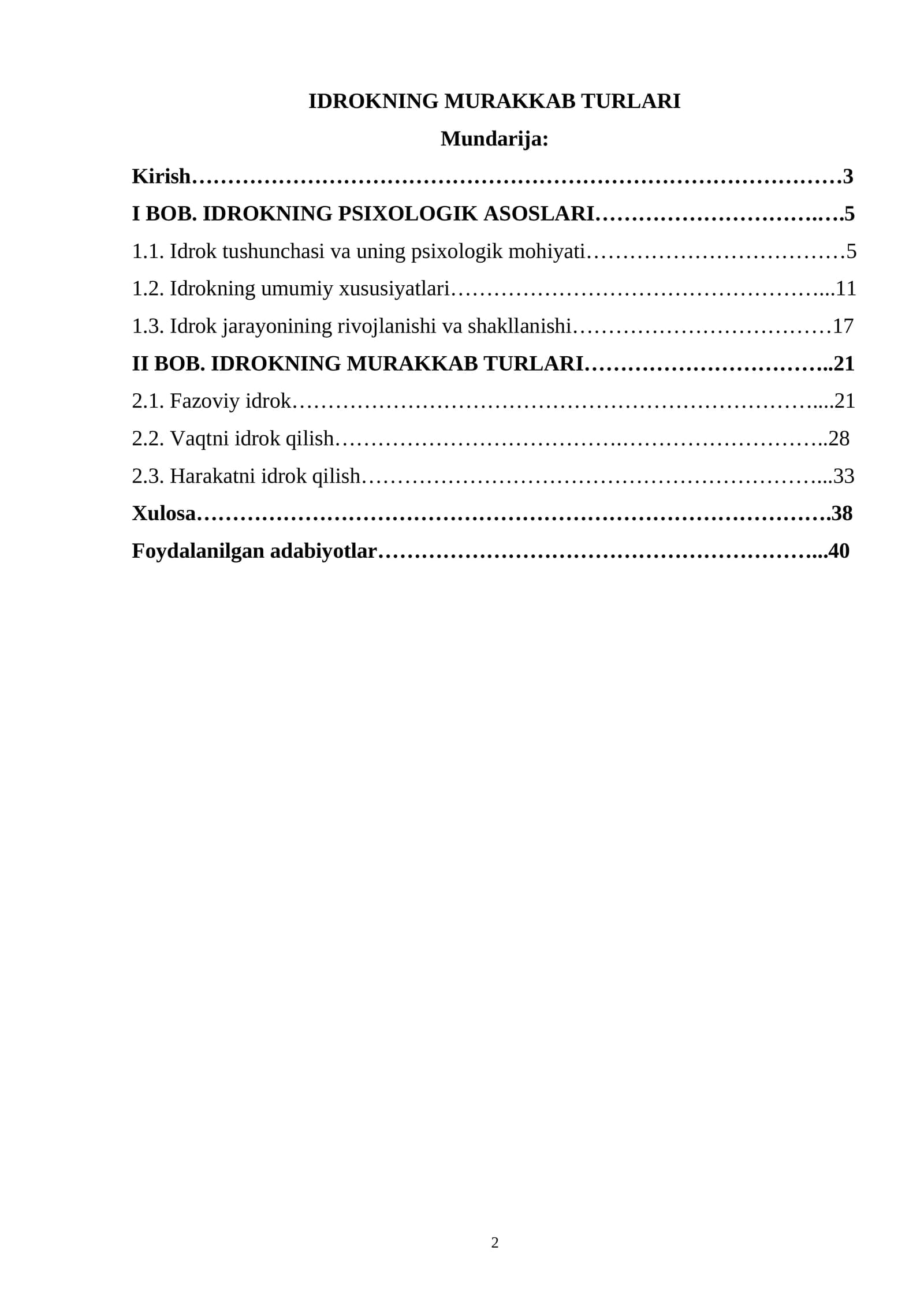 IDROKNING MURAKKAB TURLARI