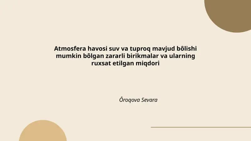 Atmosfera havosidagi zararli birikmalar