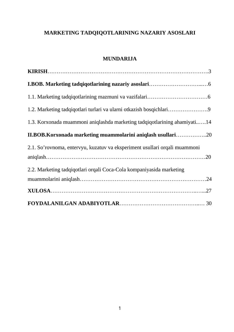 Marketing Tadqiqotlarining Nazariy Asoslari