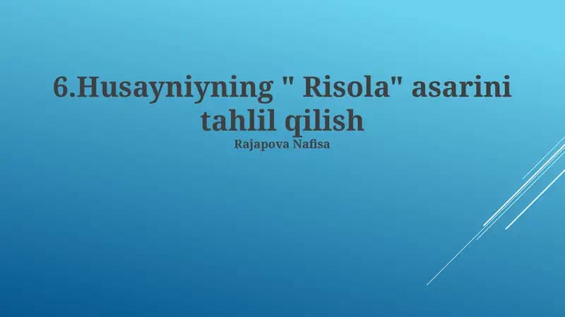 Risola asarini tahlil qilish