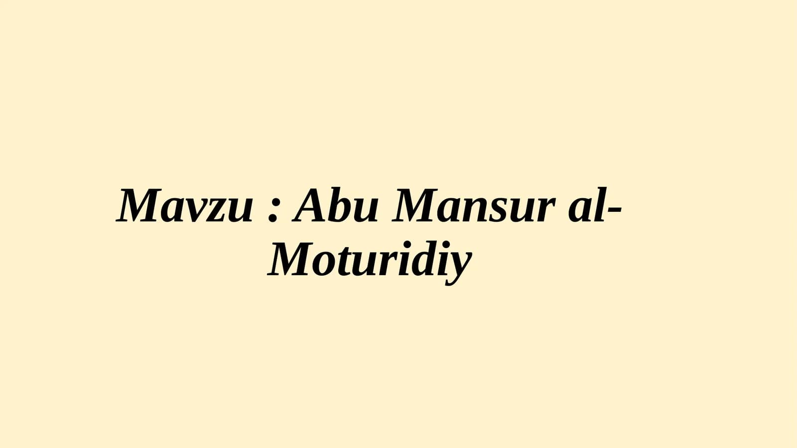 Abu Mansur al-Moturidiy