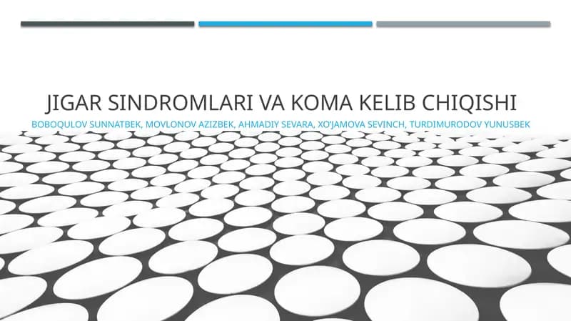 Jigar sindromlari va koma kelib chiqishi