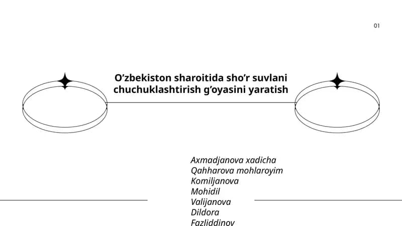 O’zbekiston sharoitida sho’r suvlani chuchuklashtirish g’oyasini yaratish