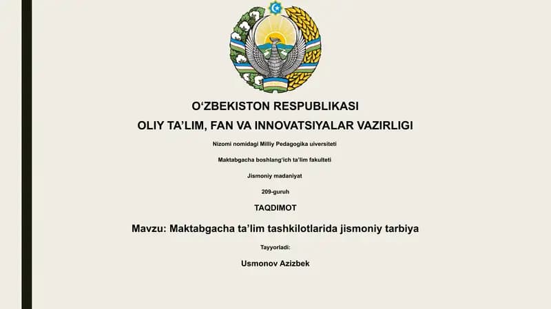 Maktabgacha ta'lim tashkilotlarida jismoniy tarbiya